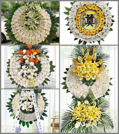 山东青岛平度市东阁街道五亩兰村花圈速递